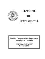 Boulder Campus Athletic Department University of Colorado : performance audit