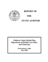 Children's Basic Health Plan, Department of Health Care Policy and Financing : performance audit