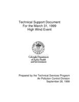 Technical support document for the March 31, 1999 high wind event