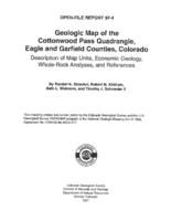 Geologic map of the Cottonwood Pass quadrangle, Eagle and Garfield Counties, Colorado