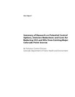 Summary of research on potential control options, emission reductions and costs for reducing SO₂ and NOx from existing major Colorado point sources