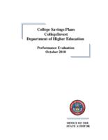 College savings plans CollegeInvest Department of Higher Education performance evaluation