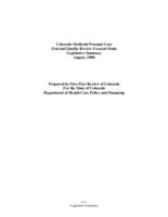 Colorado Medicaid prenatal care external quality review focused study : legislative summary