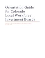 Orientation guide for Colorado local workforce investment boards