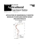 Application of anaerobically digested biosolids to dryland winter wheat : 2012-2013 results