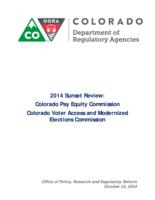 2014 sunset review: Colorado Pay Equity Commission, Colorado Voter Access and Modernized Elections Commission