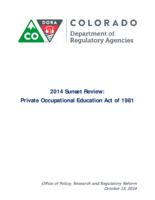 2014 sunset review: Private occupational education act of 1981
