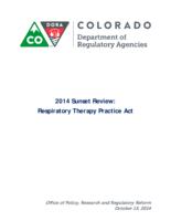 2014 sunset review: Respiratory therapy practice act