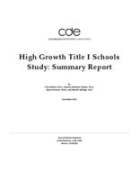 High growth Title I schools study: summary report