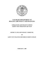 Report to the Joint Budget Committee on safety net financing provider payments update