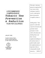 A recommended comprehensive tobacco use prevention & reduction plan for Colorado : a report to Governor Owens