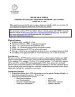 West Nile virus : guidelines for emergency department and health care providers