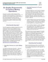 Air pollution requirements for surface mining operations