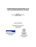 Carbon monoxide study maintenance plan for the Denver metropolitan area