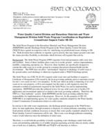 Water Quality Control Division and Hazardous Materials and Waste Management Division Solid Waste Program coordination on regulation of groundwater impacts under SB-181