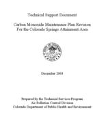Carbon monoxide maintenance plan revision for the Colorado Springs attainment area