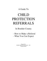 Child abuse and neglect : an introductory manual for professional and paraprofessionals. Sample Protocols: Boulder County