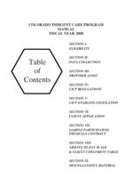 Colorado Indigent Care Program fiscal year 2008, manual. Table of Contents
