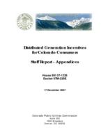 Distributed generation incentives for Colorado consumers : staff report. Appendices