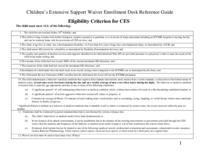 Children's Extensive Support waiver. Appendix J: Eligibility Criterion for CES
