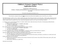 Children's Extensive Support waiver. Appendix A Part 2: Application Packet