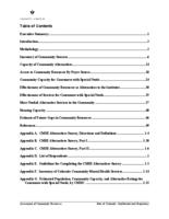 An assessment of community mental health resources : final report : submitted to the State of Colorado Department of Human Services, Office of Direct Services. Table of Contents