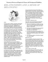 Colorado Developmental Disabilities Services accountability focus series. Outcomes of services and supports. Part 5: Relationships and a Sense of Belonging