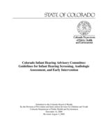 Colorado Infant Hearing Advisory Committee, guidelines for infant hearing screening, audiologic assessment, and intervention