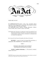 Community based management pilot programs for youth with mental illness involved in the criminal justice system : program evaluation report, year three. Appendix A: House Bill 00-1034