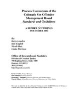 Process evaluations of the Colorado Sex Offender Management Board standards and guidelines : a report of findings