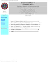Governor's Task Force on Civil Justice Reform final report. Table of Contents