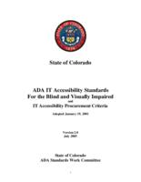 ADA IT accessibility standards for the blind and visually impaired and IT accessibility procurement criteria : adopted January 19, 2001