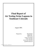 Final report of air testing swine lagoons in southeast Colorado