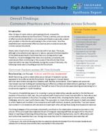 High achieving schools study. Synthesis report, overall findings: common practices and procedures across schools