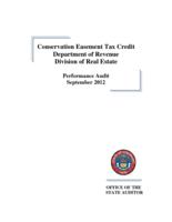 Conservation easement tax credit, Department of Revenue Division of Real Estate : performance audit : September 2012
