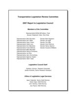 Transportation Legislation Review Committee 2007 report to the Legislative Council
