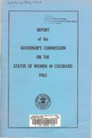 Report of the Governor's Commission on the Status of Women in Colorado, 1965
