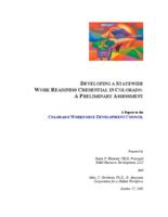 Developing a statewide work readiness credential in Colorado : a preliminary assessment : a report to the Colorado Workforce Development Council