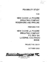 Feasibility study for New Cache la Poudre Irrigating Company reservoirs and pipeline