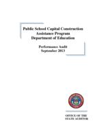 Public School Capital Construction Assistance Program, Department of Education : performance audit