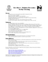 Fact sheet, pollution prevention for dry cleaning