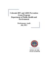 Colorado HIV and AIDS prevention grant program, Department of Public Health and Environment : performance audit