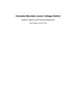 Colorado Mountain Junior College District auditors' report and financial statements, year ended June 30, 2012