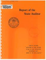 State of Colorado, Department of Local Affairs, Office of Rural Development performance audit, report of the State Auditor