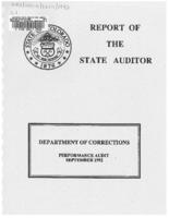 Department of Corrections performance audit : report of the State Auditor