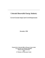 Colorado renewable energy industry : current economic impact and growth requirements