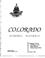 School district setting category study : Colorado Legislative Council recommendations : Legislative Council report to the Colorado General Assembly