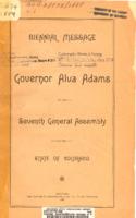 Biennial message of Governor Alva Adams to the seventh General Assembly of the State of Colorado, 1888