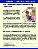 P-3, the foundation of the learning continuum