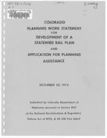 Colorado planning work statement for development of a statewide rail plan and application for planning assistance